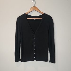Banana Republic 100% Merino Wool Black Cardigan Size Large